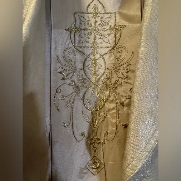 TREVAN Shimmering Gold Linen Women's JACKET - Picture 3 of 4